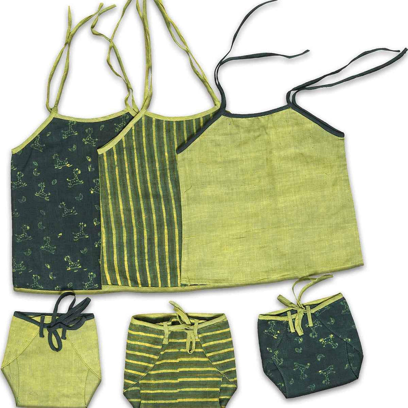 Buy Unisex Classic Jhabla Set Of 3 Green | Shop Verified Sustainable Products on Brown Living