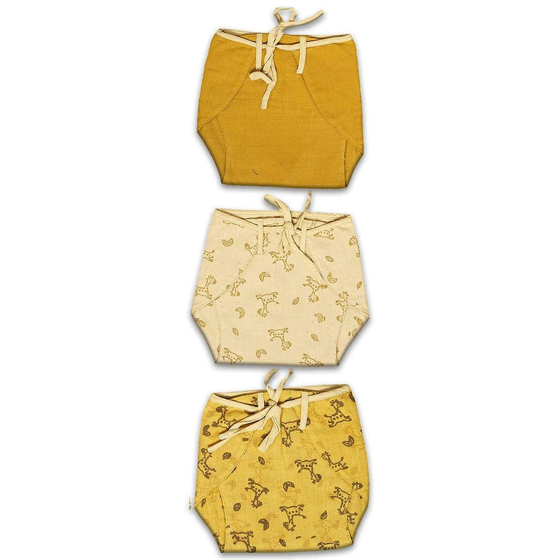 Buy Unisex Classic Jhabla Set Of 3 Yellow | Shop Verified Sustainable Kids Inner Wear on Brown Living™