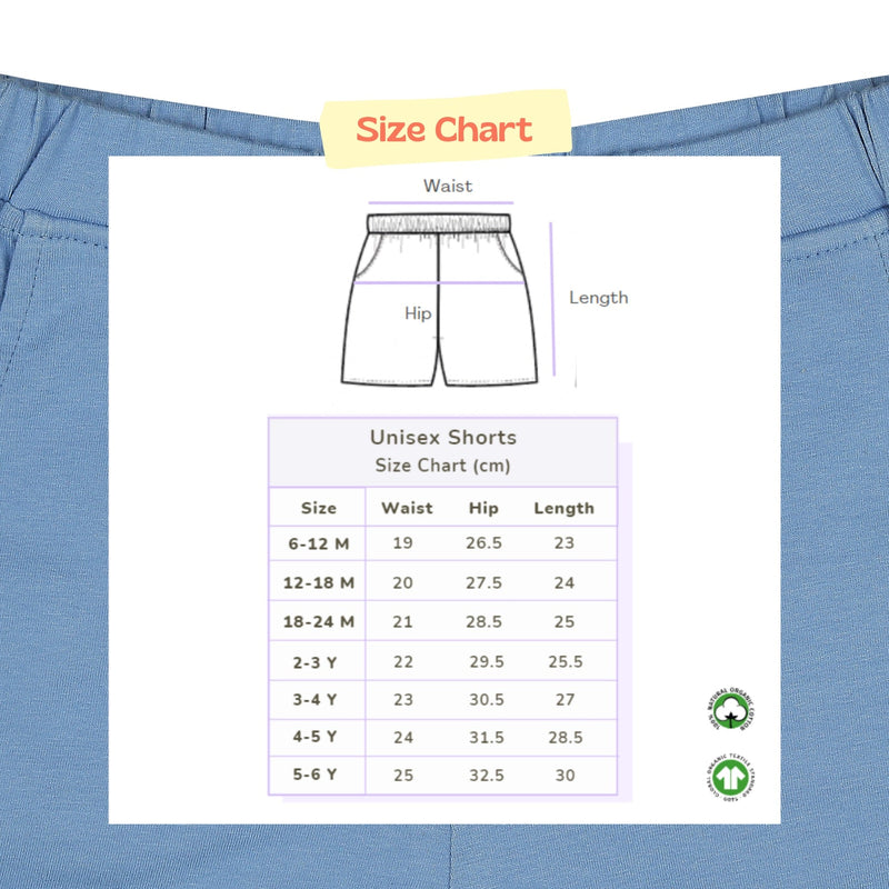 Unisex Organic Cotton Shorts- Cornflower Blue | Verified Sustainable Kids Shorts on Brown Living™