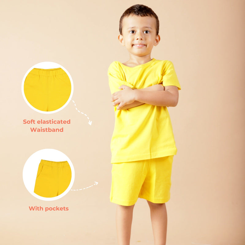 Unisex Organic Cotton Shorts- Dandelion Yellow | Verified Sustainable Kids Shorts on Brown Living™