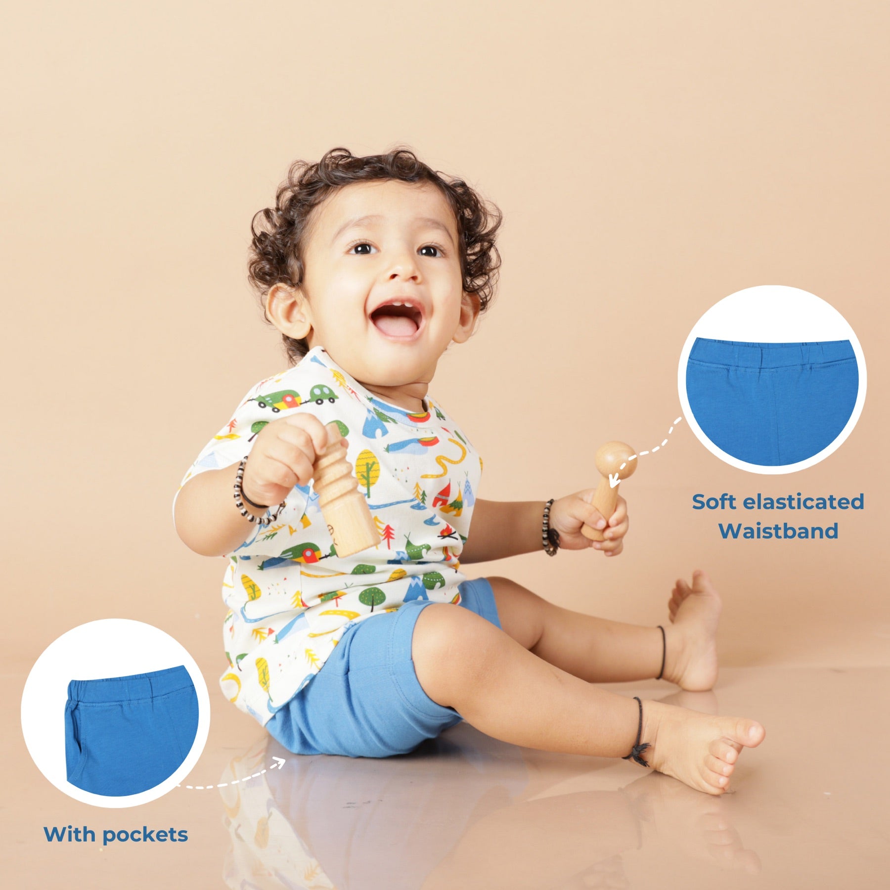 Unisex Organic Cotton Shorts - Deep Water Blue | Verified Sustainable by Brown Living™