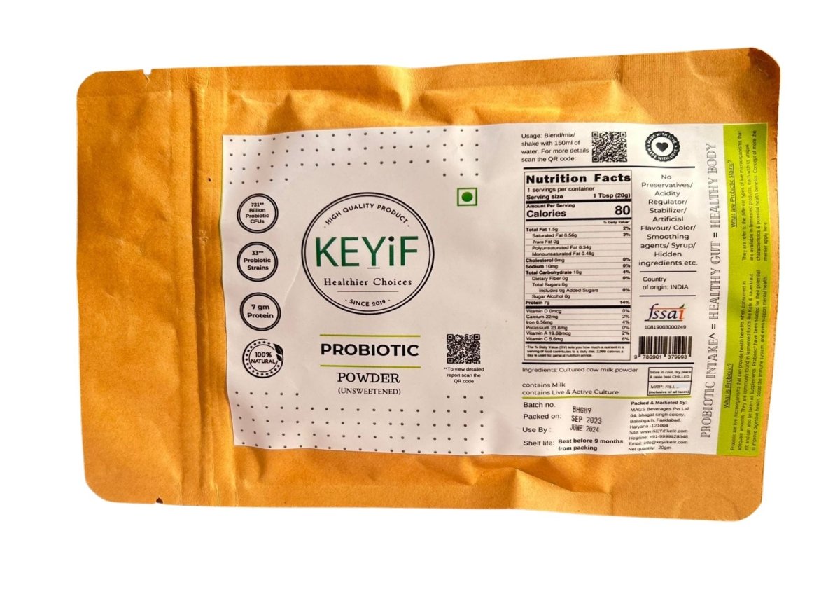 KEYiF's Unsweetened Probiotic Powder (20g Sachet X 6 Pcs) | Verified Sustainable by Brown Living™