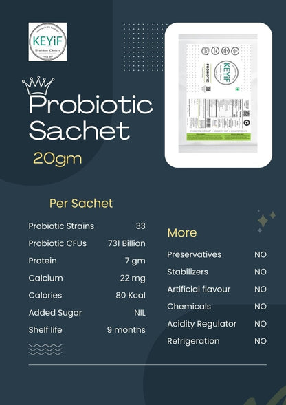 KEYiF's Unsweetened Probiotic Powder (20g Sachet X 6 Pcs) | Verified Sustainable by Brown Living™