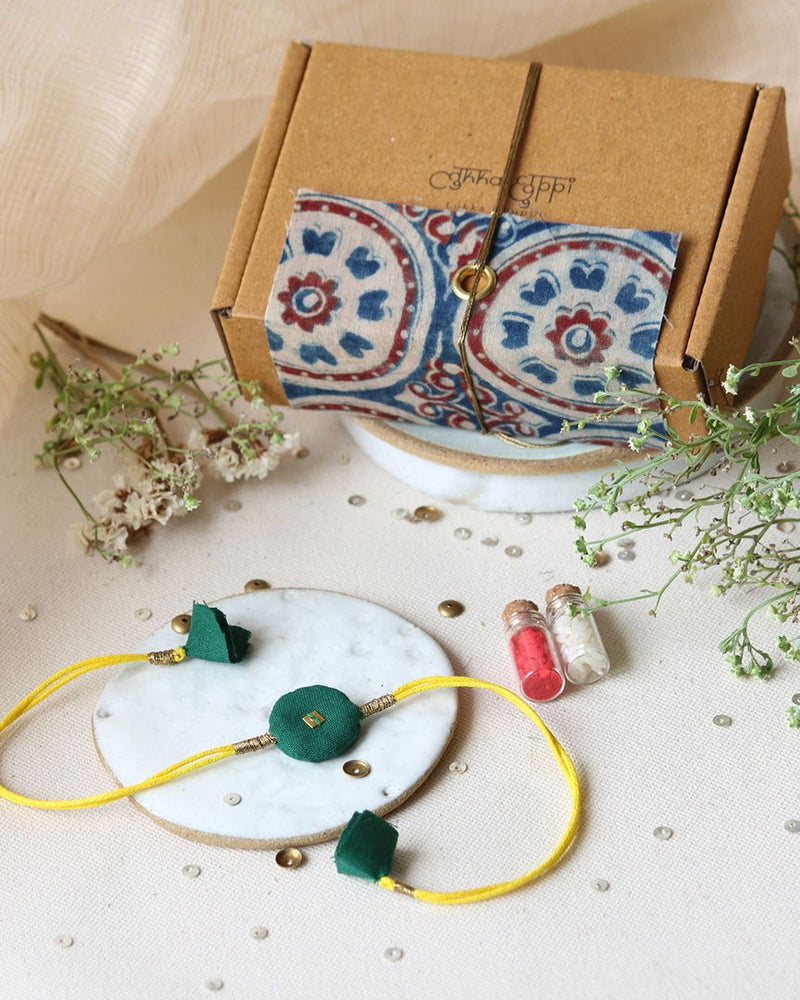 Buy Upcycled Artisanal Rakhi- Green & Yellow | Shop Verified Sustainable Products on Brown Living