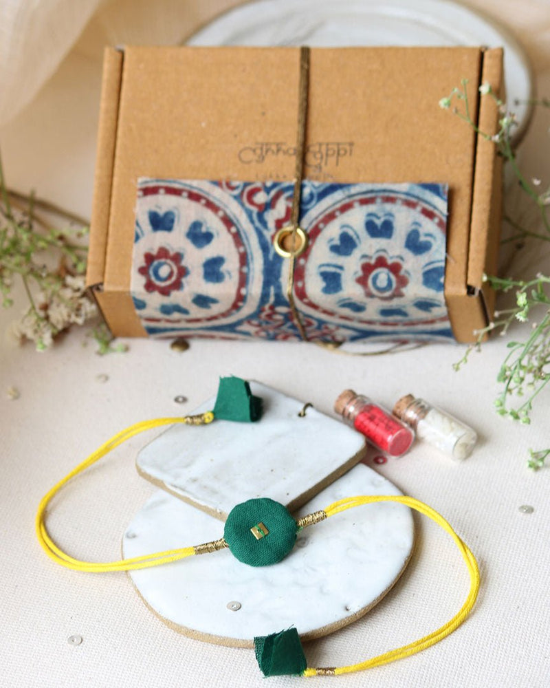 Buy Upcycled Artisanal Rakhi- Green & Yellow | Shop Verified Sustainable Products on Brown Living