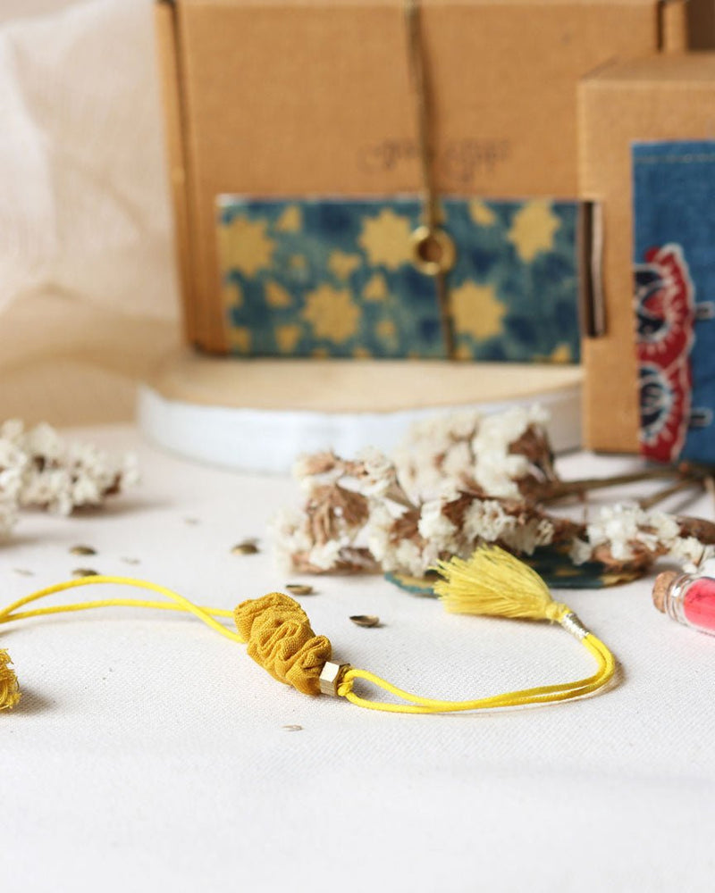 Upcycled Artisanal Rakhi - Traditional Turmeric Yellow | Verified Sustainable by Brown Living™