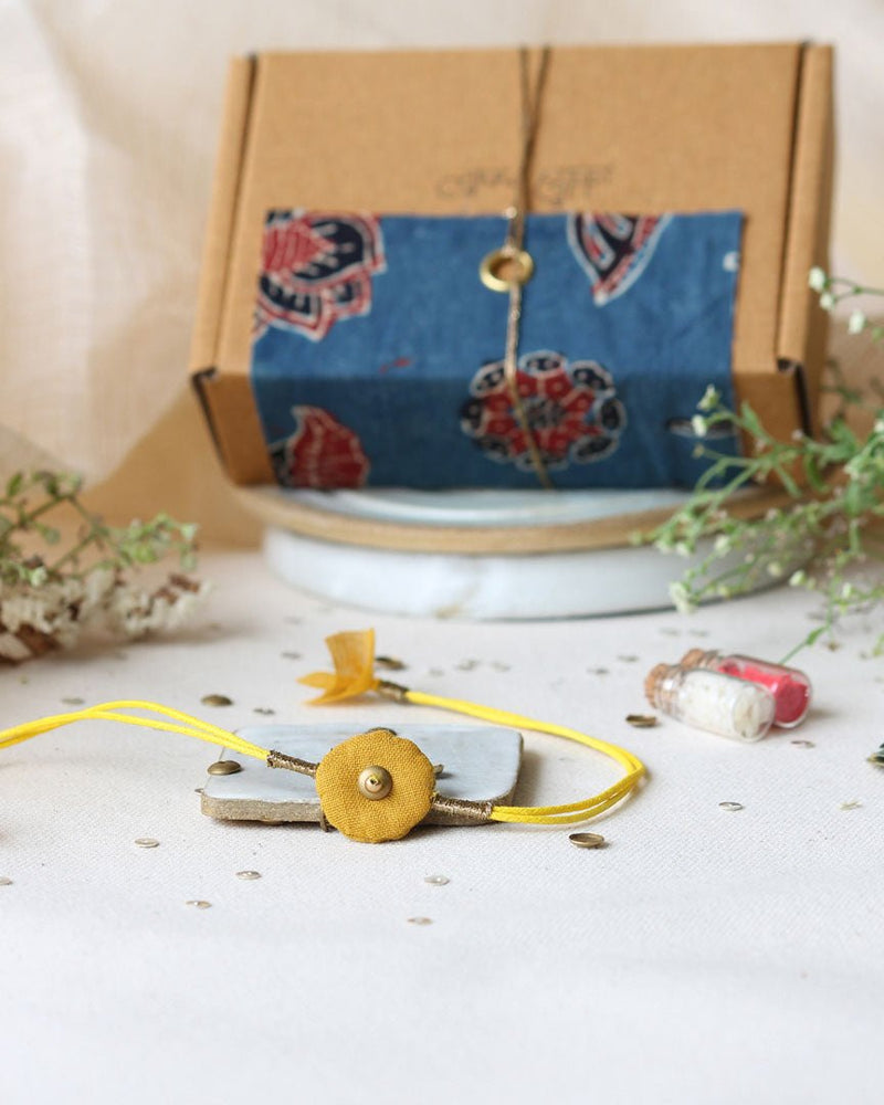 Buy Upcycled Artisanal Rakhi- Yellow | Shop Verified Sustainable Products on Brown Living