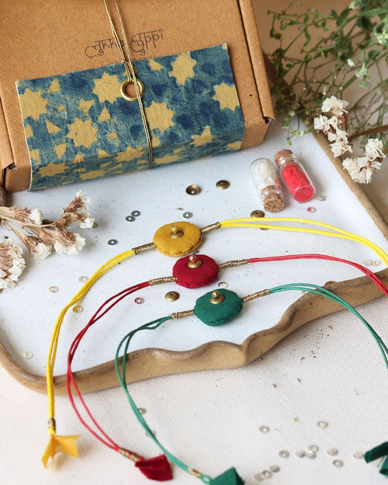 Buy Upcycled Artisanal Rakhis - Set of 3 | Shop Verified Sustainable Products on Brown Living