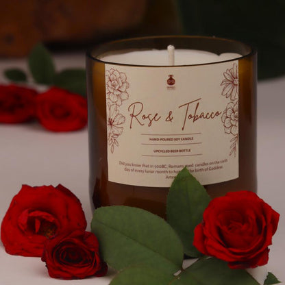 Upcycled Beer Bottle Soy Wax Rose & Earthy Candle | Verified Sustainable by Brown Living™