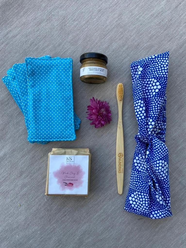 Buy Upcycled Blue Bathroom gift hamper | Shop Verified Sustainable Gift on Brown Living™