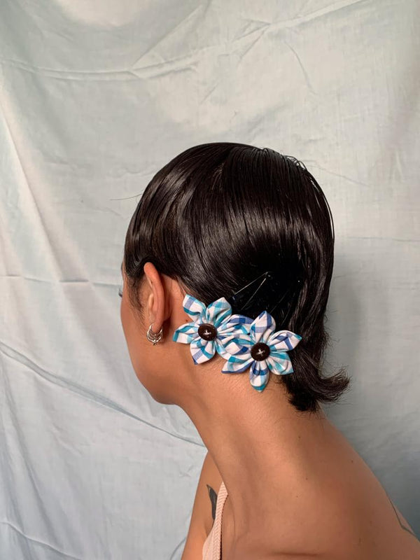 Buy Upcycled Blue Regular flower clip Set | Shop Verified Sustainable Products on Brown Living