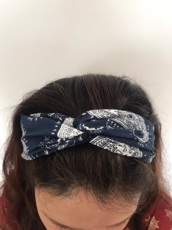 Buy Upcycled Dark Blue Turban Hairband | Shop Verified Sustainable Womens Accessories on Brown Living™