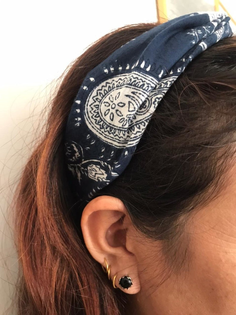 Buy Upcycled Dark Blue Turban Hairband | Shop Verified Sustainable Products on Brown Living