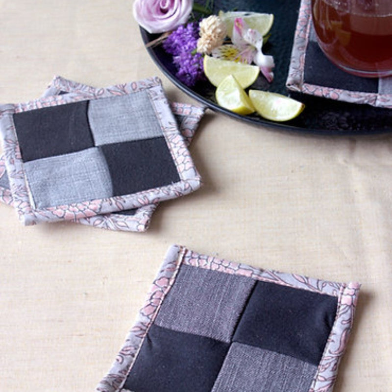 Buy Upcycled Denim Coaster Set (x4)- Black and Grey | Shop Verified Sustainable Products on Brown Living