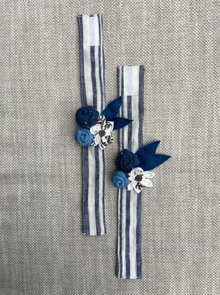 Buy Upcycled Denim flower curtain tie | Shop Verified Sustainable Curtains on Brown Living™
