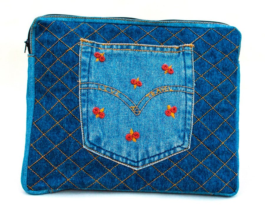 Upcycled Denim Ipad/Kindle Sleeve | Verified Sustainable by Brown Living™