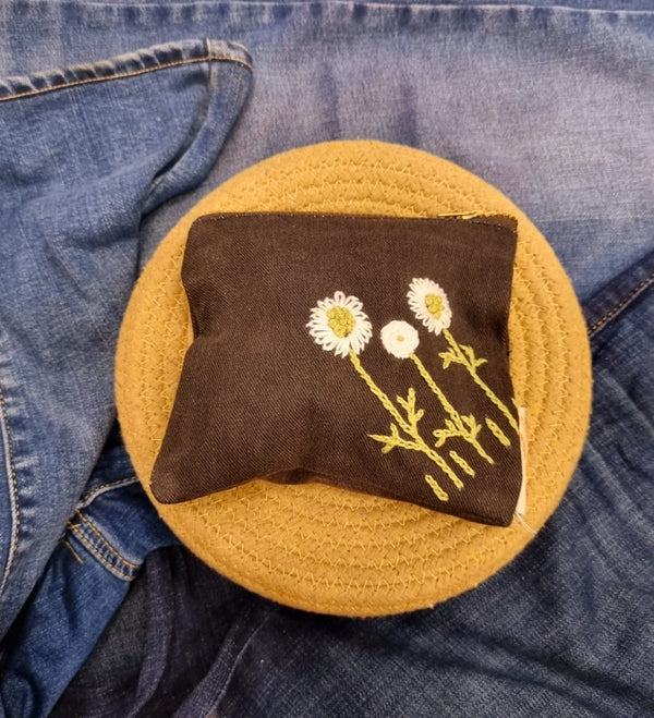 Buy Upcycled Denim Pocket | Hand Embroidered- Brown | Shop Verified Sustainable Gift Bags on Brown Living™