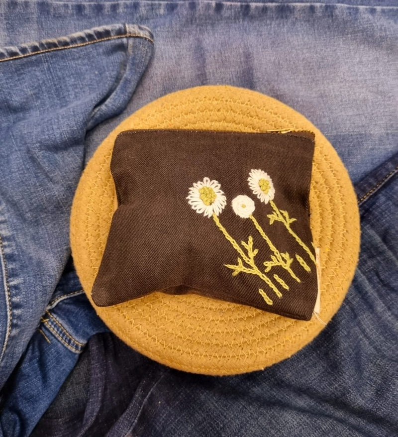Buy Upcycled Denim Pocket | Hand Embroidered- Brown | Shop Verified Sustainable Products on Brown Living