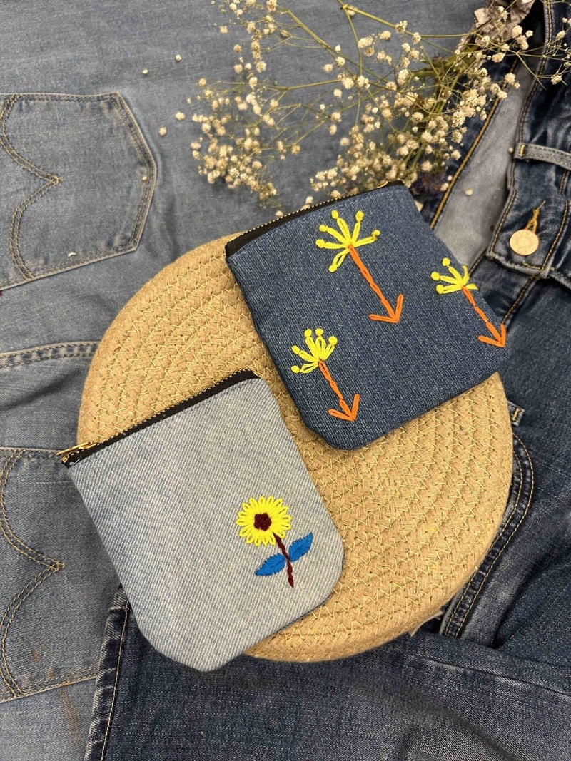 Upcycled Denim Pockets Combo | Set of 2 | Hand Embroidered | Verified Sustainable by Brown Living™