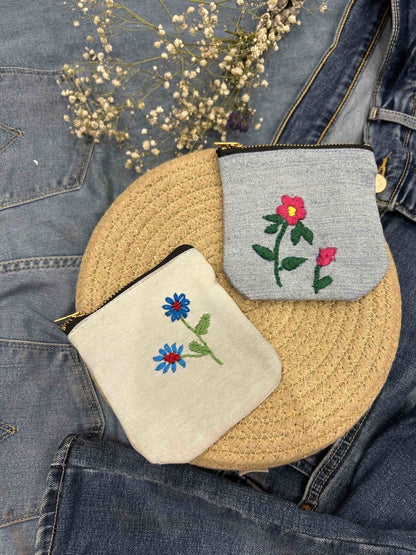 Upcycled Denim Pockets Combo | Set of 2 | Hand Embroidered | Verified Sustainable by Brown Living™