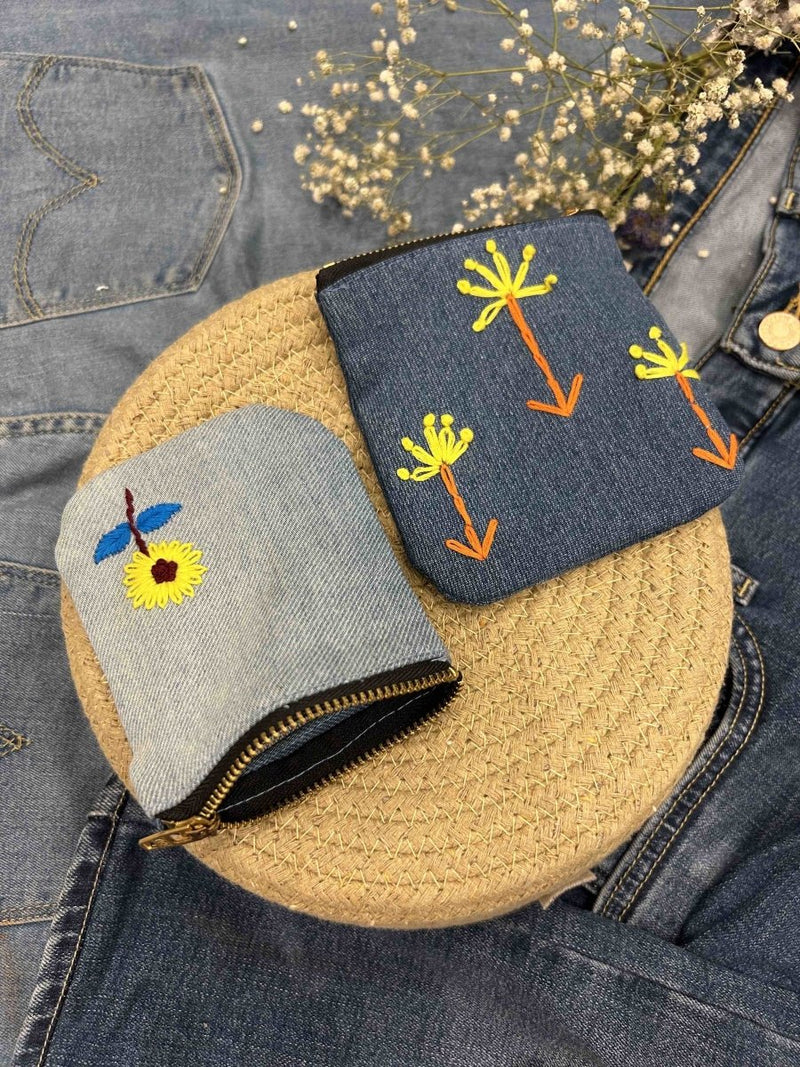 Upcycled Denim Pockets Combo | Set of 2 | Hand Embroidered | Verified Sustainable by Brown Living™