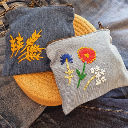 Upcycled Denim Pockets Combo | Set of 2 | Hand Embroidered | Verified Sustainable by Brown Living™