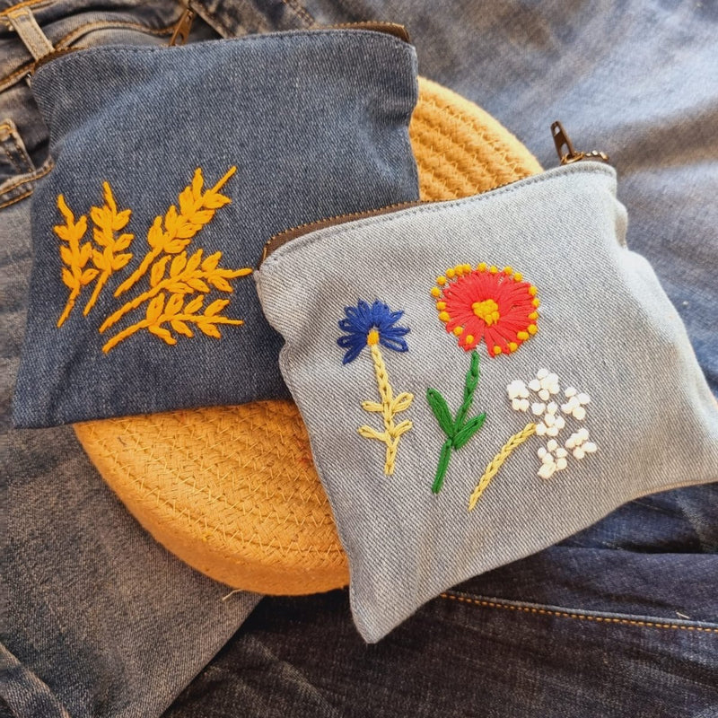 Buy Upcycled Denim Pockets Combo | Set of 2 | Hand Embroidered | Shop Verified Sustainable Products on Brown Living