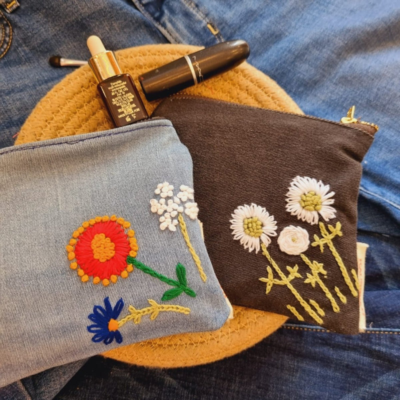 Buy Upcycled Denim Pockets Combo | Set of 2 | Hand Embroidered | Shop Verified Sustainable Products on Brown Living