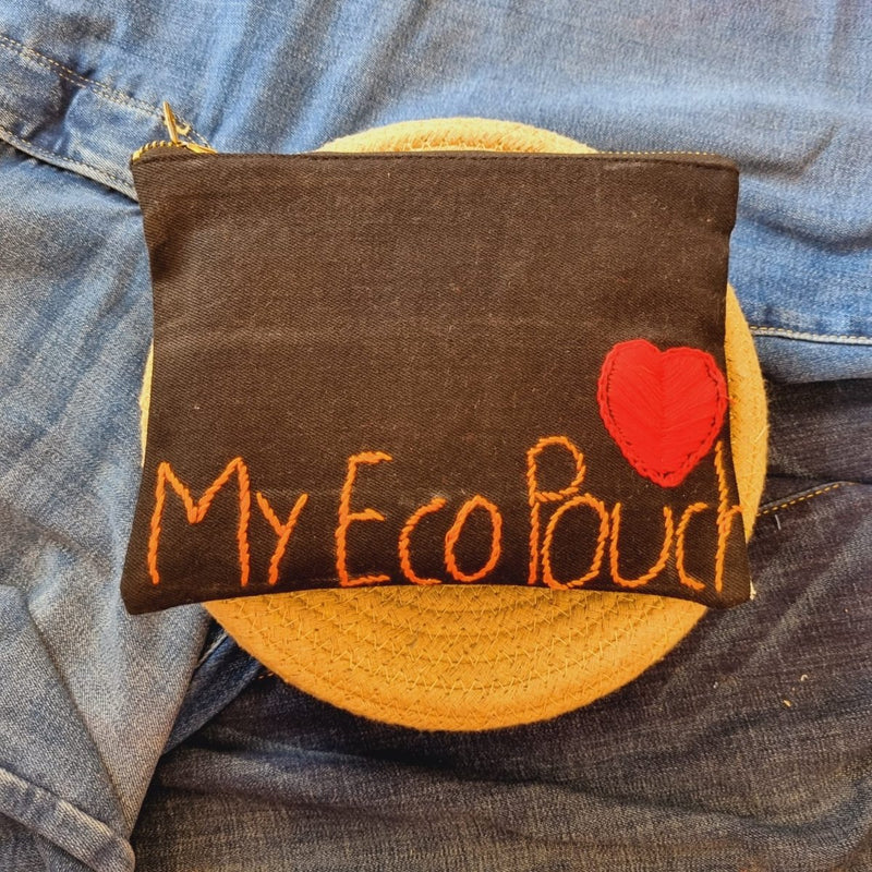 Buy Upcycled Denim Tote Pouch with Hand Embroidery | Shop Verified Sustainable Gift Bags on Brown Living™
