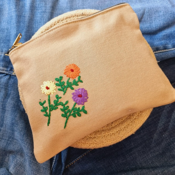 Buy Upcycled Denim Tote Pouch with Hand Embroidery | Shop Verified Sustainable Gift Bags on Brown Living™