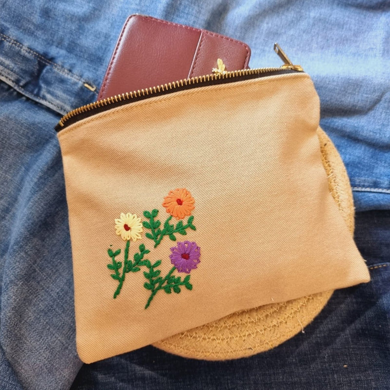Buy Upcycled Denim Tote Pouch with Hand Embroidery | Shop Verified Sustainable Gift Bags on Brown Living™
