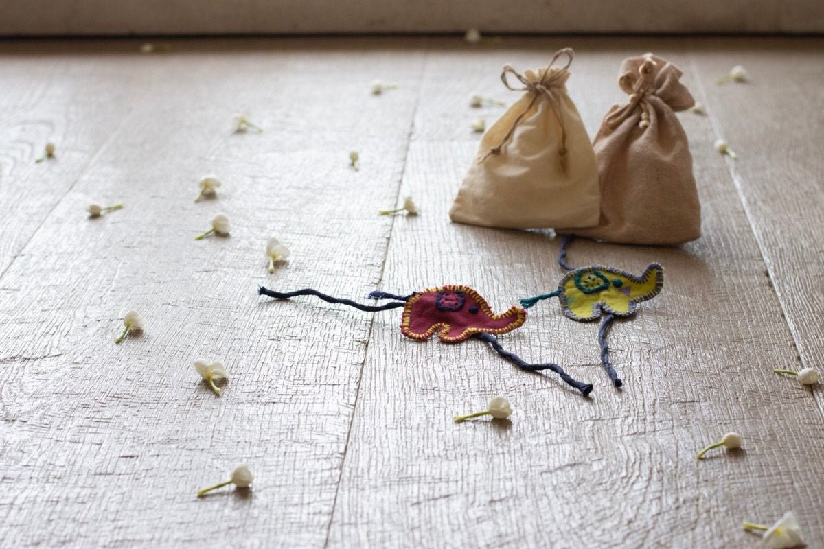 Upcycled Elephant Hand Embroidered Kids Rakhi | Verified Sustainable by Brown Living™