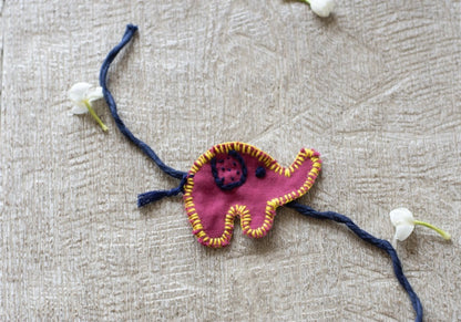 Upcycled Elephant Hand Embroidered Kids Rakhi | Verified Sustainable by Brown Living™