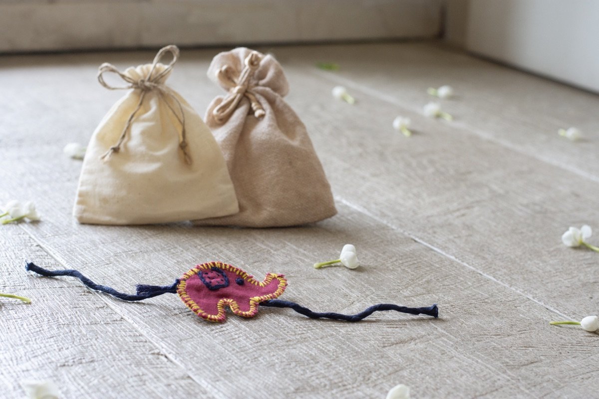 Upcycled Elephant Hand Embroidered Kids Rakhi | Verified Sustainable by Brown Living™