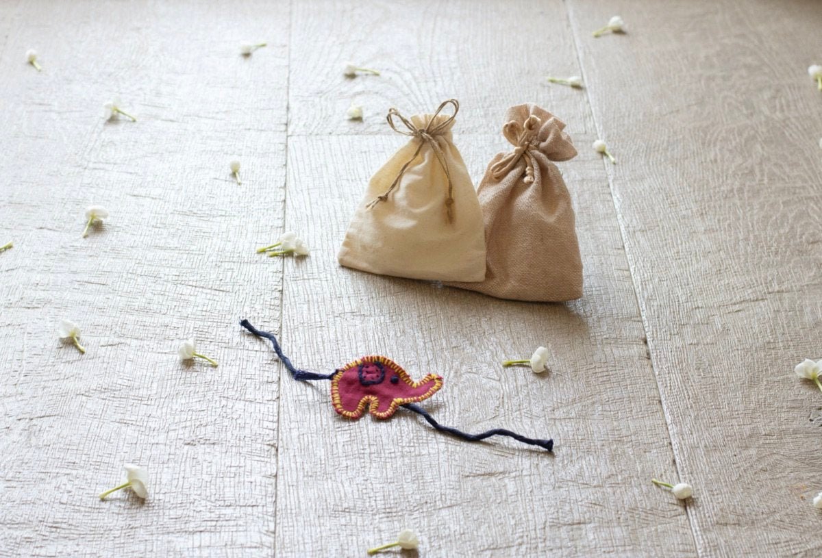 Upcycled Elephant Hand Embroidered Kids Rakhi | Verified Sustainable by Brown Living™