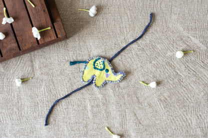 Upcycled Elephant Hand Embroidered Kids Rakhi | Verified Sustainable by Brown Living™