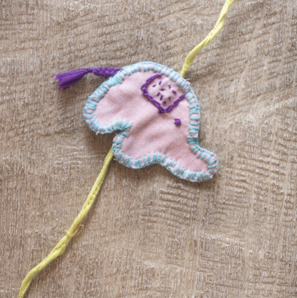 Upcycled Elephant Hand Embroidered Kids Rakhi | Verified Sustainable by Brown Living™