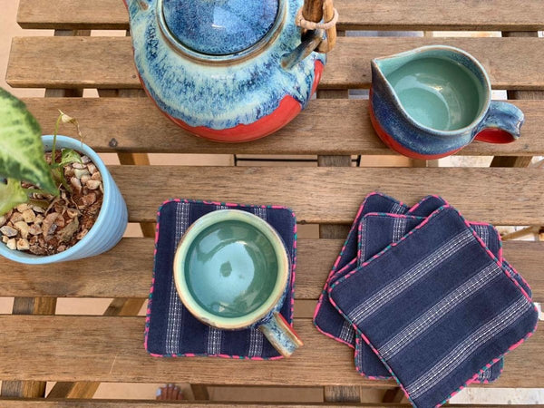 Buy Upcycled Fabric Coasters - Set of 6 | Shop Verified Sustainable Table Decor on Brown Living™