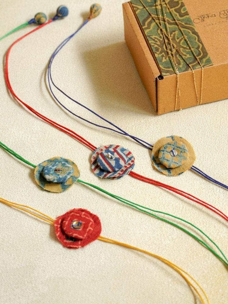 Buy Upcycled Fabric Rakhis - Set of 4 | Shop Verified Sustainable Products on Brown Living