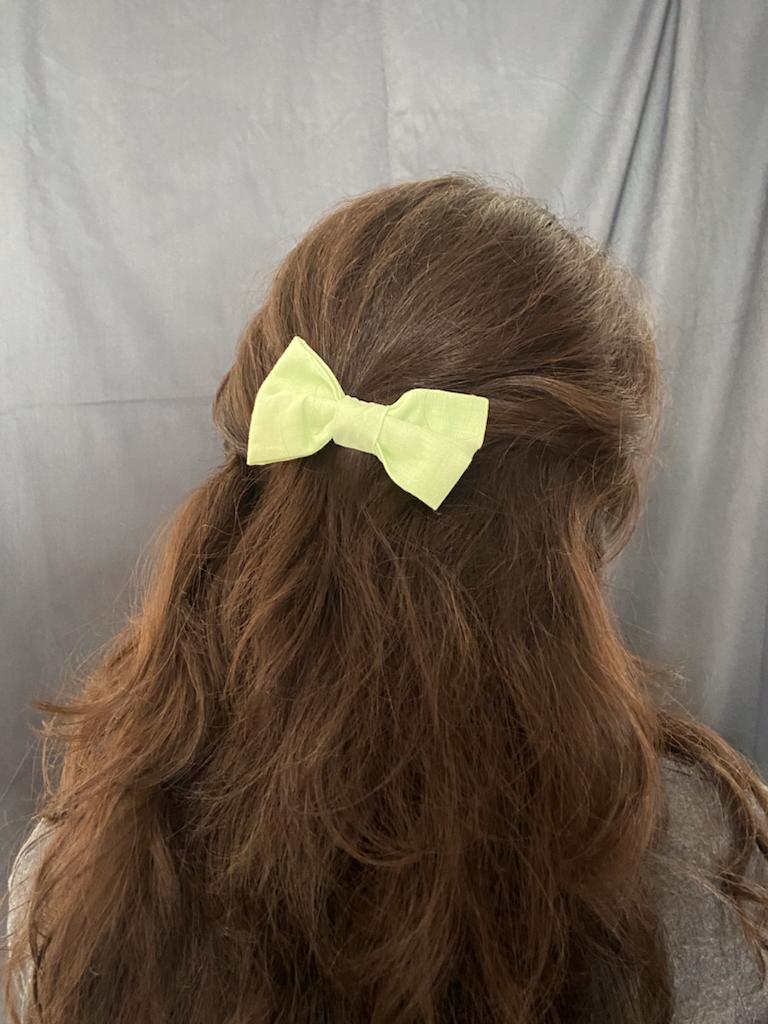 Buy Upcycled Green Bow clip Set | Shop Verified Sustainable Hair Styling on Brown Living™