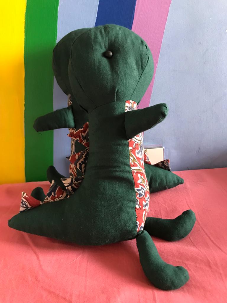 Buy Upcycled Green Dinosaur Doll Made with Fabric Scraps | Shop Verified Sustainable Sports & Games on Brown Living™