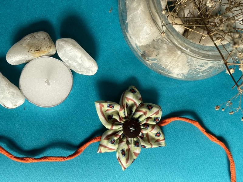 Buy Upcycled Green Petal Flower Rakhi - Adult / Kids | Shop Verified Sustainable Products on Brown Living