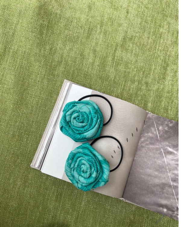 Buy Upcycled Green Rose flower rubberband Set | Shop Verified Sustainable Products on Brown Living
