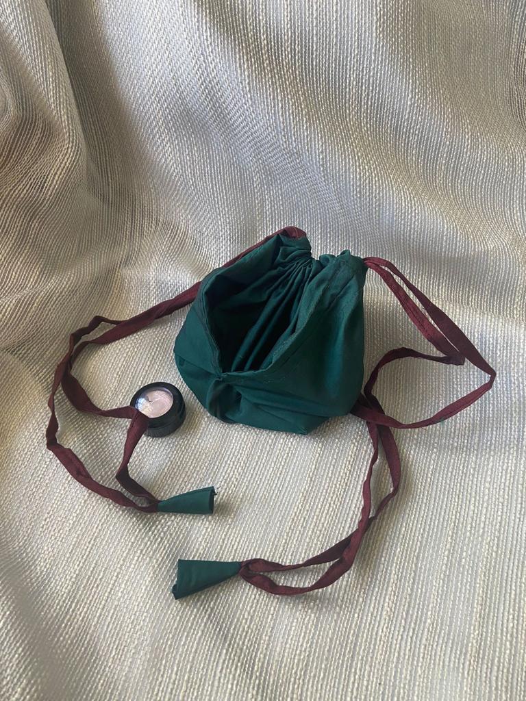 Buy Upcycled Green Silk Japanese Gifting Bag | Shop Verified Sustainable Gift Bags on Brown Living™