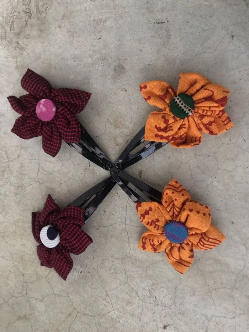Buy Upcycled Hair Accessories Set of 4 Hair Clips - Petal Flower | Shop Verified Sustainable Hair Styling on Brown Living™