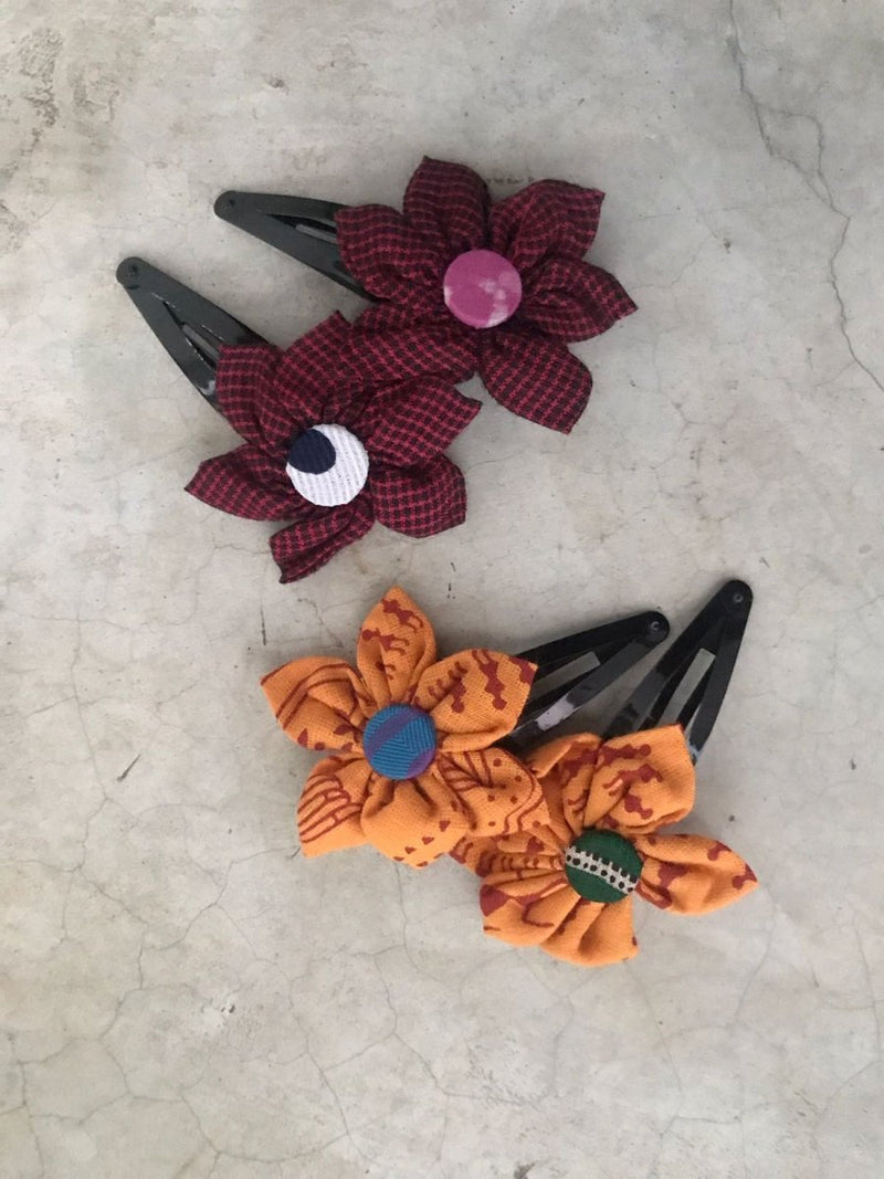 Buy Upcycled Hair Accessories Set of 4 Hair Clips - Petal Flower | Shop Verified Sustainable Products on Brown Living