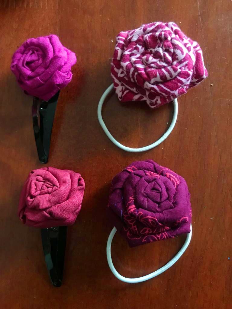 Buy Upcycled Hair Accessories Set (Rose flower) | Shop Verified Sustainable Hair Styling on Brown Living™