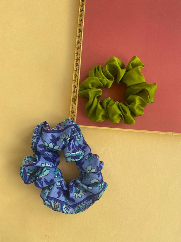 Buy Upcycled Hair Green Blue Tying Scrunchies - Set of 2 | Shop Verified Sustainable Products on Brown Living