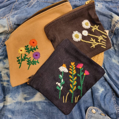 Upcycled Hand Embroidered Denim Pocket and Tote Combo | Verified Sustainable by Brown Living™