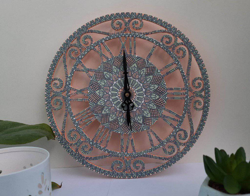 Buy Upcycled Hand-Painted Mandala Wall Clock Round 28 cm | Shop Verified Sustainable Clock on Brown Living™